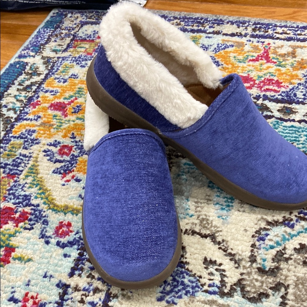 Blue and White Cozy Slip-On Slippers